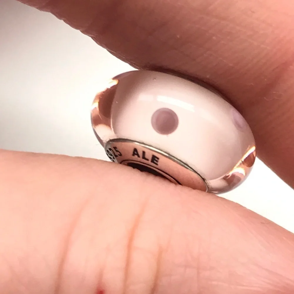 Pandora Light Pink Polka Dot Spots Murano Glass Bead Charm